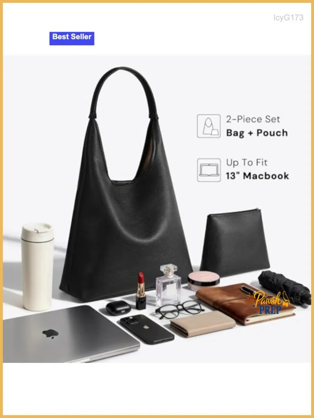Vegan Leather Slouchy Hobo Bag for Women Large Shoulder Purse with Mini Bag Set